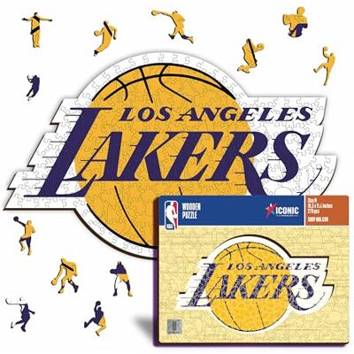 ICONIC Puzzles - Logo dei Los Angeles Lakers in legno - 270 pezzi - Per fan ICONIC Puzzles - Logo dei Los Angeles Lakers in legno - 270 pezzi - Per fan