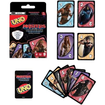 Mattel UNO Masters of the Universe, versione speciale del gioco con i personaggi di Eternia ispirati al film e alla serie MOTU, carta speciale Spada del Potere, 7+ anni, 2-10 giocatori, Mattel UNO Masters of the Universe, versione speciale del gioco con i personaggi di Eternia ispirati al film e alla serie MOTU, carta speciale Spada del Potere, 7+ anni, 2-10 giocatori,