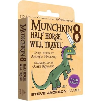 Jackson Munchkin 8: Half Horse Will Travel : Card Game Expansion 112-Card Expansion, Adults, Kids, & Family, Fantasy Adventure RPG, Ages 10+, 3-6 Players English Jackson Munchkin 8: Half Horse Will Travel : Card Game Expansion 112-Card Expansion, Adults, Kids, & Family, Fantasy Adventure RPG, Ages 10+, 3-6 Players English