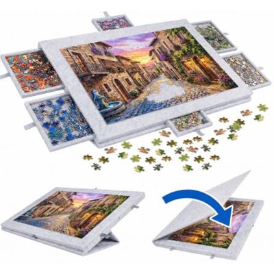 Relaxdays Tappetino puzzle 1000pz in feltro grigio chiaro Relaxdays Tappetino puzzle 1000pz in feltro grigio chiaro