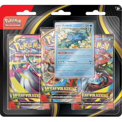 Pokémon : confezione da tre buste (Golduck) dell’espansione Megaevoluzione del GCC (una carta promozionale olografica e tre buste di espansione) Pokémon : confezione da tre buste (Golduck) dell’espansione Megaevoluzione del GCC (una carta promozionale olografica e tre buste di espansione)