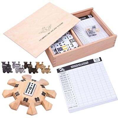 Engelhart 250120 Domino Treno Messicano D12 Deluxe Scatola di Legno di Faggio + Blocchetto Punteggio + Stazione in Legno + 8 Treni in Metallo 91 Pezzi di Domino 2 a 8 Giocatori Engelhart 250120 Domino Treno Messicano D12 Deluxe Scatola di Legno di Faggio + Blocchetto Punteggio + Stazione in Legno + 8 Treni in Metallo 91 Pezzi di Domino 2 a 8 Giocatori