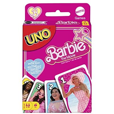 Mattel UNO Barbie The Movie Gioco di carte UNO ispirato al film di Barbie, per serate di gioco in famiglia e feste tra amici, giocattolo per bambini, 7+ anni, HPY59 Mattel UNO Barbie The Movie Gioco di carte UNO ispirato al film di Barbie, per serate di gioco in famiglia e feste tra amici, giocattolo per bambini, 7+ anni, HPY59