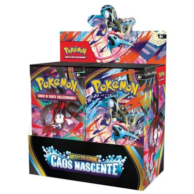 Pokémon Carte Megaevoluzione CAOS NASCENTE del GCC espositore sigillato con 36 buste da 10 carte edizione in italiano Pokémon Carte Megaevoluzione CAOS NASCENTE del GCC espositore sigillato con 36 buste da 10 carte edizione in italiano