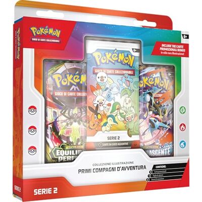 Pokémon : collezione illustrazione Primi compagni d’avventura Serie 2 del GCC (3 carte promozionali, 2 buste di espansione e 1 foglio di adesivi), Edizione in Italiano Pokémon : collezione illustrazione Primi compagni d’avventura Serie 2 del GCC (3 carte promozionali, 2 buste di espansione e 1 foglio di adesivi), Edizione in Italiano