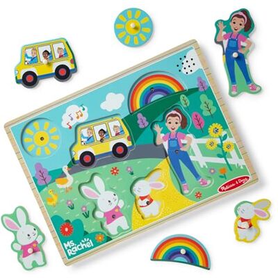 Melissa & Doug Ms. Rachel Wooden Song Peg Puzzle, 6-piece Light-Activated Sound Puzzle with Full Songs, Toddler Toys for Boys and Girls Ages 2-5+ Years FSC Certified Melissa & Doug Ms. Rachel Wooden Song Peg Puzzle, 6-piece Light-Activated Sound Puzzle with Full Songs, Toddler Toys for Boys and Girls Ages 2-5+ Years FSC Certified