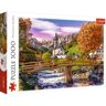 Trefl Puzzle Baviera autunnale 1000 Elementi, paesaggio bavarese, ponte, fiume, chiesa, vista sulle montagne, puzzle fai da te, tempo libero creativo, regalo, divertimento, puzzle classici