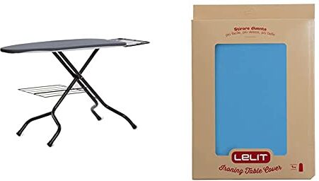 Lelit PA160 ASSE da Stiro Semi-Professionale Traspirante con Portacaldaia e Biancheria, Regolabile in Altezza & PA019 Telo Copriasse Professionale, 125 x 40 cm