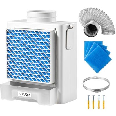 VEVOR Kit di Sfiato per Asciugatrice Interna, Materiale ABS di Alta Qualità con Cassetto dell'Acqua, per Porta di Scarico da 99 mm, con Promemoria di Surriscaldamento 4 Cuscinetti di Purificazione VEVOR Kit di Sfiato per Asciugatrice Interna, Materiale ABS di Alta Qualità con Cassetto dell'Acqua, per Porta di Scarico da 99 mm, con Promemoria di Surriscaldamento 4 Cuscinetti di Purificazione