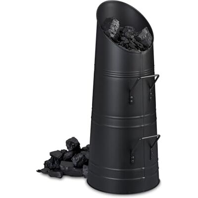 Relaxdays Contenitore Porta Carbone da Camino, Secchio per Pellet, Portacenere in Metallo da 12 Litri, Caminetto, Nero Relaxdays Contenitore Porta Carbone da Camino, Secchio per Pellet, Portacenere in Metallo da 12 Litri, Caminetto, Nero