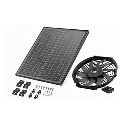 VEVOR Ventilatore Solare Φ340 x 70 mm Ventilatore di Scarico per Soffitta con Termostato Regolabile, Griglia Esterna, capacità di Flusso d'Aria di 613,53 L/s per Timpano, Tetto, Garage, Officina VEVOR Ventilatore Solare Φ340 x 70 mm Ventilatore di Scarico per Soffitta con Termostato Regolabile, Griglia Esterna, capacità di Flusso d'Aria di 613,53 L/s per Timpano, Tetto, Garage, Officina