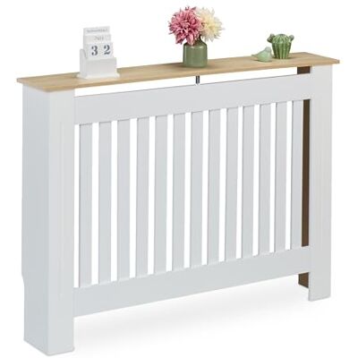 Relaxdays Copritermosifone in Legno MDF, Copricalorifero Rustico, 83x112x19 cm, Copertura Protezione Termosifone, Bianco Relaxdays Copritermosifone in Legno MDF, Copricalorifero Rustico, 83x112x19 cm, Copertura Protezione Termosifone, Bianco