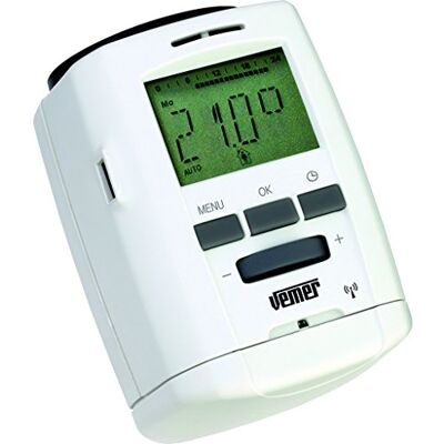 VEMER THERMOPRO RF Valvola Termostatica per Termosifoni, Cronotermostato a Radiofrequenza per Radiatori con Programmazione Settimanale, Alimentazione a Batteria, Bianco VEMER THERMOPRO RF Valvola Termostatica per Termosifoni, Cronotermostato a Radiofrequenza per Radiatori con Programmazione Settimanale, Alimentazione a Batteria, Bianco