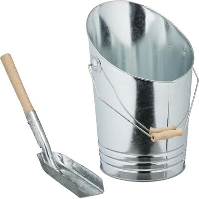 RELAXDAYS Set Secchio Cenere e Legna Argento - Secchio per Legna e Cenere RELAXDAYS Set Secchio Cenere e Legna Argento - Secchio per Legna e Cenere