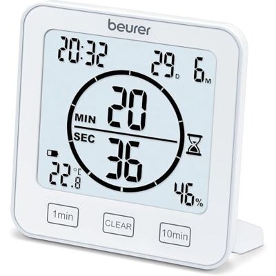 Beurer HM 22 Termoigrometro, per il controllo della temperatura ambientale, misurazione della temperatura e dell'umidità relativa, con timer e segnale acustico, bianco Beurer HM 22 Termoigrometro, per il controllo della temperatura ambientale, misurazione della temperatura e dell'umidità relativa, con timer e segnale acustico, bianco