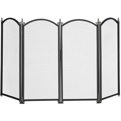 Relaxdays Griglia Parascintille, con 4 Pannelli, Protezione per Camino, Caminetto, HxL: 54x97,5 cm, in Metallo, Nero Relaxdays Griglia Parascintille, con 4 Pannelli, Protezione per Camino, Caminetto, HxL: 54x97,5 cm, in Metallo, Nero