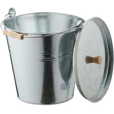 Relaxdays Secchio Raccogli Cenere con Coperchio, Cestello 12,5 L, Carbone e Bricchetti Camino e Stufa, Acciaio, Argento Relaxdays Secchio Raccogli Cenere con Coperchio, Cestello 12,5 L, Carbone e Bricchetti Camino e Stufa, Acciaio, Argento