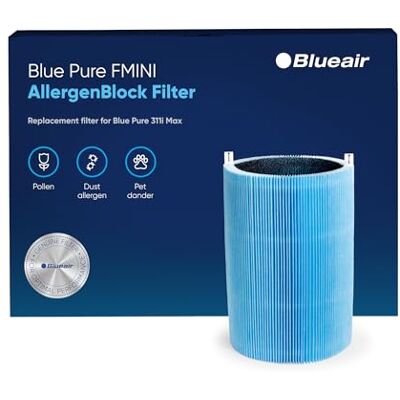 BLUEAIR Blue Pure Mini Max Series Filtro AllergenBlock, filtro di ricambio originale per allergie, polline, polvere, forfora di animali domestici, adatto al purificatore d'aria Blue Pure Mini Max BLUEAIR Blue Pure Mini Max Series Filtro AllergenBlock, filtro di ricambio originale per allergie, polline, polvere, forfora di animali domestici, adatto al purificatore d'aria Blue Pure Mini Max