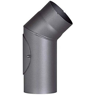 FIREFIX Tubo per stufa in acciaio spesso 2 mm (tubo fumo) di diametro 130 mm, per stufe e fuochi da camino, Senotherm, grigio scuro, 45 gradi, con porta di pulizia FIREFIX Tubo per stufa in acciaio spesso 2 mm (tubo fumo) di diametro 130 mm, per stufe e fuochi da camino, Senotherm, grigio scuro, 45 gradi, con porta di pulizia