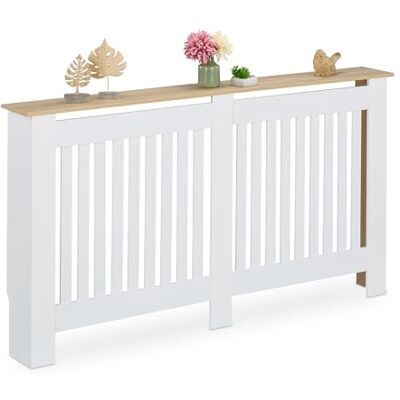 Relaxdays Copritermosifone in Legno MDF, Copricalorifero Rustico, 83x152x19 cm, Copertura Protezione Termosifone, Bianco Relaxdays Copritermosifone in Legno MDF, Copricalorifero Rustico, 83x152x19 cm, Copertura Protezione Termosifone, Bianco