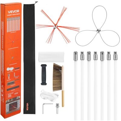 VEVOR Kit Pulizia Stufa a Pellet, Spazzola per Camino Estensibile Fino a 7 m, Spazzacamino con Doppie Testine, Spazzola e Occhiali, Strumento per la Pulizia del Camino per Rettangolari e ad Arco VEVOR Kit Pulizia Stufa a Pellet, Spazzola per Camino Estensibile Fino a 7 m, Spazzacamino con Doppie Testine, Spazzola e Occhiali, Strumento per la Pulizia del Camino per Rettangolari e ad Arco
