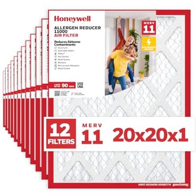 Honeywell MERV 11, riduttore di allergeni 11000 elettrostatico pieghettato HVAC AC filtro dell'aria (confezione da 12) Filtro di ricambio per uso domestico Prodotto negli Stati Uniti Honeywell MERV 11, riduttore di allergeni 11000 elettrostatico pieghettato HVAC AC filtro dell'aria (confezione da 12) Filtro di ricambio per uso domestico Prodotto negli Stati Uniti