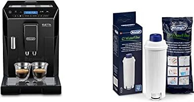 DeLonghi Ecam44.660.B Eletta Cappuccino Macchina Da Caffè Automatica, 1450 W, 2 Cups, Acciaio Inossidabile, Nero & Dlsc002 Filtro Per Acqua Macchina Caffè, Filtro Acqua Addolcitore