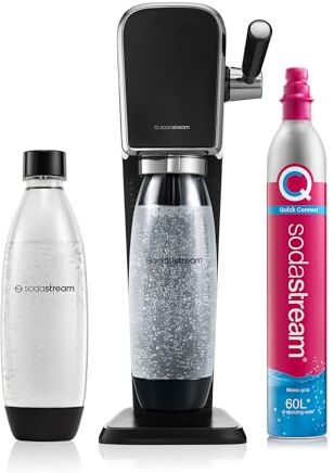 SodaStream Art Nero, Gasatore d’Acqua per Trasformare l’Acqua in Acqua Frizzante, Incluso Cilindro Contente Co2, 1 Bottiglia da un Litro, ‎18.4 x 29.7 x 44.4 Centimetri