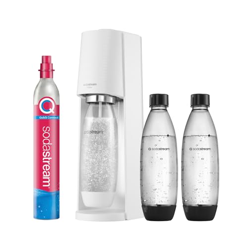 SodaStream Aeratore TERRA  con cilindro di CO2 e 3 bottiglie di plastica lavabili in lavastoviglie, colore bianco, altezza 44 cm