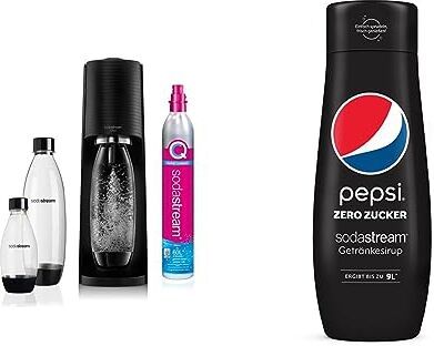 sodastream Terra Megapack, Gasatore D’Acqua Per Trasformare L’Acqua In Acqua Frizzante & Concentrato per la preparazione di bevande dissetanti gassate al gusto Pepsi Max. 440ml