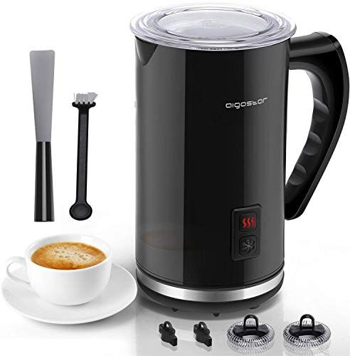 Aigostar Capu Montalatte Elettrico 500W 240mL, Cappuccinatore Silenzioso 3 in 1 Montalatte Automatico per schiuma di latte caldo e freddo,Rivestimento Antiaderente, per Caffè, Latte, Cappuccino