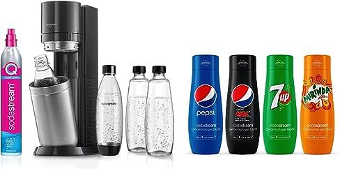 sodastream Duo Megapack, Gasatore D’Acqua Per Trasformare L’Acqua In Acqua Frizzante, Nero, ‎29 x 25.6 x 44.4 cm; 6.4 Kg & Mix Concentrati X Pepsi Regular Bundle, 1760 Millilitro