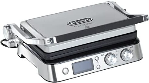 DeLonghi CGH1020D MultiGrill Bistecchiera Griglia Elettrica con 6 Modalità di Cottura, Display LED digitale, 2 manopole indipendenti per regolare temperatura, Funzione SEAR, App Dedicata