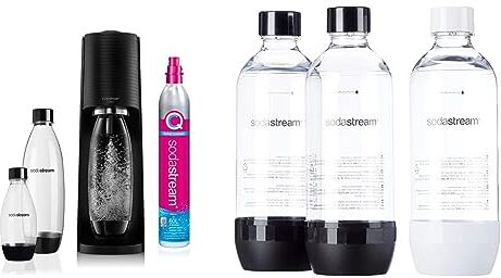 sodastream Terra Megapack, Gasatore D’Acqua Per Trasformare L’Acqua In Acqua Frizzante & Bottiglie Classiche per gasatore d'acqua, Capienza 1 Litro