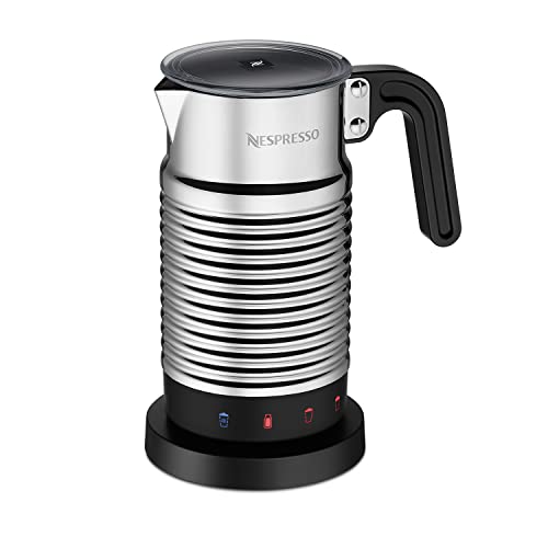 Nespresso , Montalatte elettrico per cappuccino, 4 funzioni: schiuma calda leggera o densa, schiuma fredda e latte caldo, colore Nero
