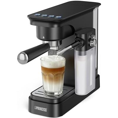 Princess Macchina per Espresso con Contenitore Latte, Pompa da 20 Bar, Serbatoio da 0,8 L, Preparazione Simultanea di 2 Tazze, Vaschetta Rimovibile, Spegnimento Automatico, Princess Macchina per Espresso con Contenitore Latte, Pompa da 20 Bar, Serbatoio da 0,8 L, Preparazione Simultanea di 2 Tazze, Vaschetta Rimovibile, Spegnimento Automatico,