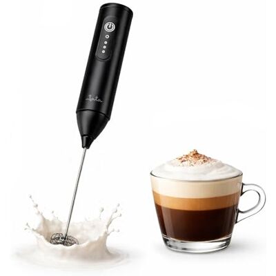Jata Schiumatore elettrico a mano ricaricabile USB-C, frusta per latte con 3 velocità, schiuma per caffè, cappuccino e latte, asta in acciaio inox, batteria al litio Jata Schiumatore elettrico a mano ricaricabile USB-C, frusta per latte con 3 velocità, schiuma per caffè, cappuccino e latte, asta in acciaio inox, batteria al litio