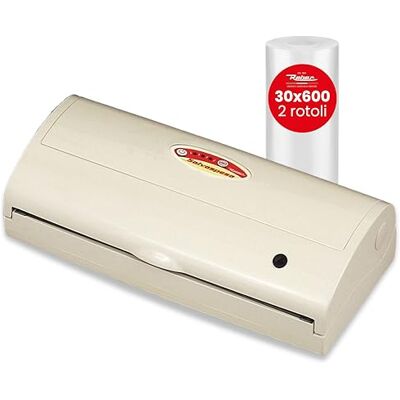 Reber Macchina Sottovuoto Alimenti Salvaspesa 2 Rotoli cm 30x600 Inclusi per Cibi Freschi più a Lungo Vuoto -830 mbar e Barra Saldante 32 cm 180 W Bianca Full Optionals Reber Macchina Sottovuoto Alimenti Salvaspesa 2 Rotoli cm 30x600 Inclusi per Cibi Freschi più a Lungo Vuoto -830 mbar e Barra Saldante 32 cm 180 W Bianca Full Optionals
