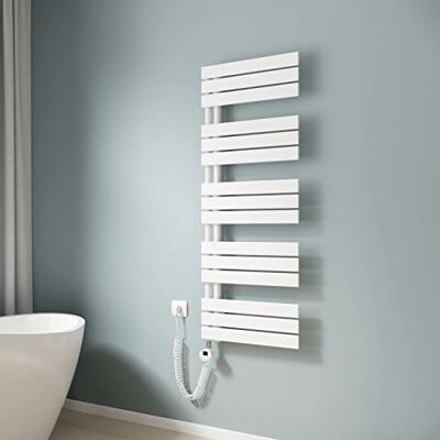 EMKE Scaldasalviette elettrico da bagno, 1320 x 500 mm, scaldasalviette elettrico con termostato, scaldasalviette elettrico, scaldasalviette con barra riscaldante, bianco, 800 W EMKE Scaldasalviette elettrico da bagno, 1320 x 500 mm, scaldasalviette elettrico con termostato, scaldasalviette elettrico, scaldasalviette con barra riscaldante, bianco, 800 W