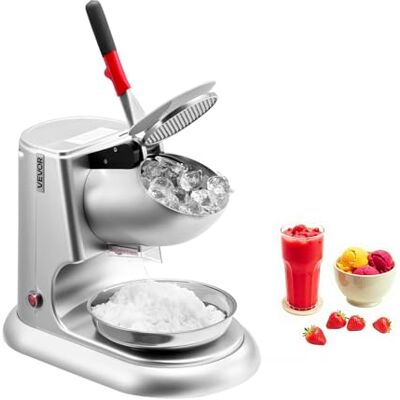 VEVOR Macchina Tritaghiaccio 100 kg all'ora, Produttore Elettrico di Granita con 4 Lame, Tritaghiaccio ad Alta Efficienza in Acciaio Inox con Ciotola e Coperchio 300 W 2000 Giri/min Argento VEVOR Macchina Tritaghiaccio 100 kg all'ora, Produttore Elettrico di Granita con 4 Lame, Tritaghiaccio ad Alta Efficienza in Acciaio Inox con Ciotola e Coperchio 300 W 2000 Giri/min Argento