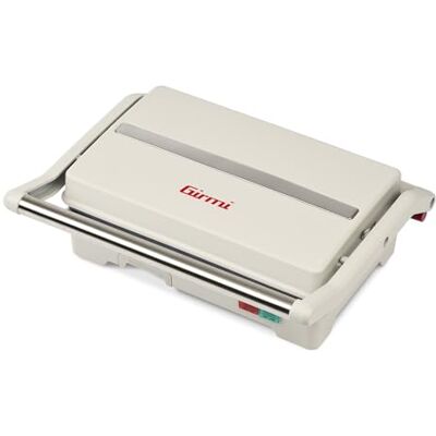 Girmi Griglia Elettrica, 900W, Piastre Antiaderenti 23 x 14 cm, Apribile a Libro 180°, Manico Antiscottatura, Cassetto per Raccolta Liquidi, 2 Spie di Funzionamento, Beige Opaco Girmi Griglia Elettrica, 900W, Piastre Antiaderenti 23 x 14 cm, Apribile a Libro 180°, Manico Antiscottatura, Cassetto per Raccolta Liquidi, 2 Spie di Funzionamento, Beige Opaco