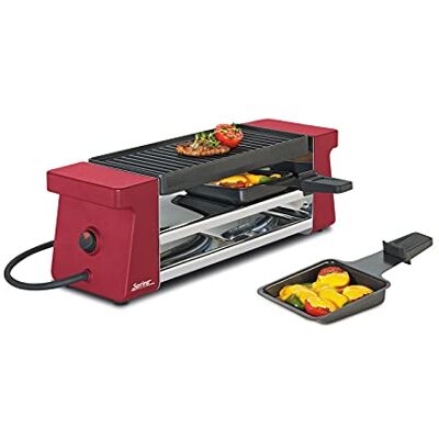 Spring Raclette 2 Compact con Piastra in Alluminio, Acciaio Inossidabile, Rosso Spring Raclette 2 Compact con Piastra in Alluminio, Acciaio Inossidabile, Rosso