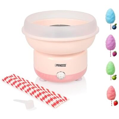 Princess Macchina per Zucchero Filato, 500W, Design Compatto, Parti Lavabili in Lavastoviglie, Con Bastoncini e Misurino, Senza BPA, Piedini Antiscivolo, Facile da Usare, 292990 Princess Macchina per Zucchero Filato, 500W, Design Compatto, Parti Lavabili in Lavastoviglie, Con Bastoncini e Misurino, Senza BPA, Piedini Antiscivolo, Facile da Usare, 292990