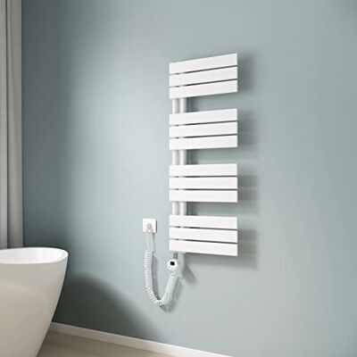 EMKE Scaldasalviette elettrico da bagno, 1041 x 400 mm, scaldasalviette elettrico con termostato, scaldasalviette elettrico, scaldasalviette con barra riscaldante, bianco, 400 W EMKE Scaldasalviette elettrico da bagno, 1041 x 400 mm, scaldasalviette elettrico con termostato, scaldasalviette elettrico, scaldasalviette con barra riscaldante, bianco, 400 W