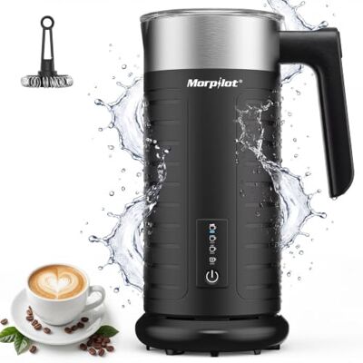 Morpilot Montalatte Elettrico Lavabile in Lavastoviglie, Milk Frother 4 Modalità, Schiuma Calda/Fredda e Latte Caldo, 115ml Schiuma, 240ml Latte, Silenzioso Morpilot Montalatte Elettrico Lavabile in Lavastoviglie, Milk Frother 4 Modalità, Schiuma Calda/Fredda e Latte Caldo, 115ml Schiuma, 240ml Latte, Silenzioso