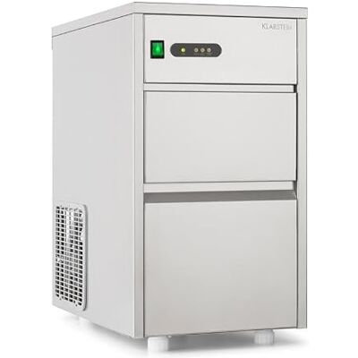 KLARSTEIN Macchina per il Ghiaccio Macchina per Cubetti di Ghiaccio Trasparenti, Uso Domestico e Professionale, Silenziosa con Contenitore, 145 W, 20 kg/Giorno, Argento KLARSTEIN Macchina per il Ghiaccio Macchina per Cubetti di Ghiaccio Trasparenti, Uso Domestico e Professionale, Silenziosa con Contenitore, 145 W, 20 kg/Giorno, Argento