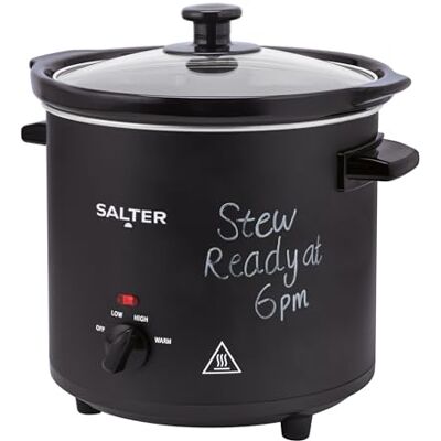 Salter Lavagna a cottura lenta da 3,5 l, 3 impostazioni di calore, pentola in ceramica lavabile in lavastoviglie, funzione di mantenimento del calore, coperchio in vetro temperato, maniglie fredde al Salter Lavagna a cottura lenta da 3,5 l, 3 impostazioni di calore, pentola in ceramica lavabile in lavastoviglie, funzione di mantenimento del calore, coperchio in vetro temperato, maniglie fredde al