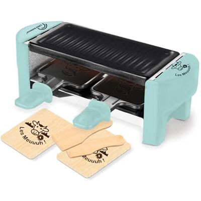 LITTLE BALANCE Raschietto 2 Meuuh…!, Dispositivo per raclette 1/2 persone, Grill rimovibile, 2 spatole + 2 tavolette, rivestimento antiaderente, 1 o 2 persone, 320 W, azzurro LITTLE BALANCE Raschietto 2 Meuuh…!, Dispositivo per raclette 1/2 persone, Grill rimovibile, 2 spatole + 2 tavolette, rivestimento antiaderente, 1 o 2 persone, 320 W, azzurro