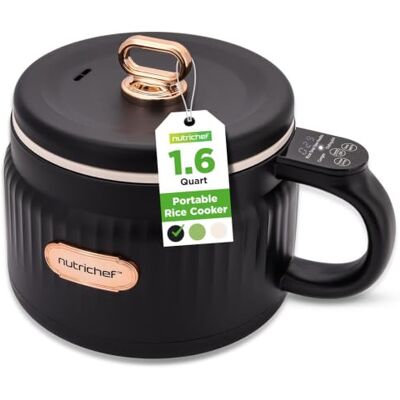 NutriChef Fornello per riso elettrico portatile da 1,5 l, multicooker con rivestimento in ceramica antiaderente, pannello digitale, 6 programmi: riso, zuppa, vapore e altro NutriChef Fornello per riso elettrico portatile da 1,5 l, multicooker con rivestimento in ceramica antiaderente, pannello digitale, 6 programmi: riso, zuppa, vapore e altro