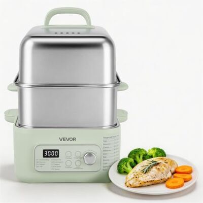 VEVOR Vaporiera Elettrica 2 Ripiano Acciaio Inox 1500W Verdure Pesce Riso VEVOR Vaporiera Elettrica 2 Ripiano Acciaio Inox 1500W Verdure Pesce Riso